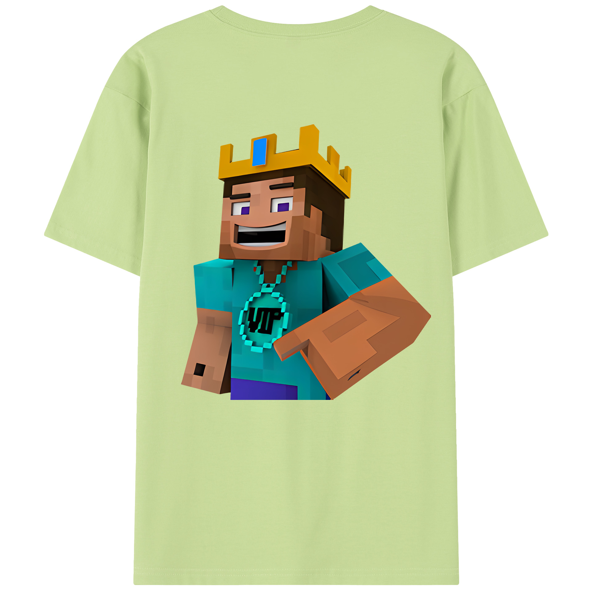 （画像用） マインクラフト ブロックの世界 Minecraft MC Block world 綿100％半袖Tシャツ（背面プリント）